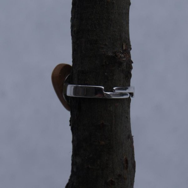 Bague cabochon en bois forme coeur M&eacute;l&egrave;ze largeur 14mm