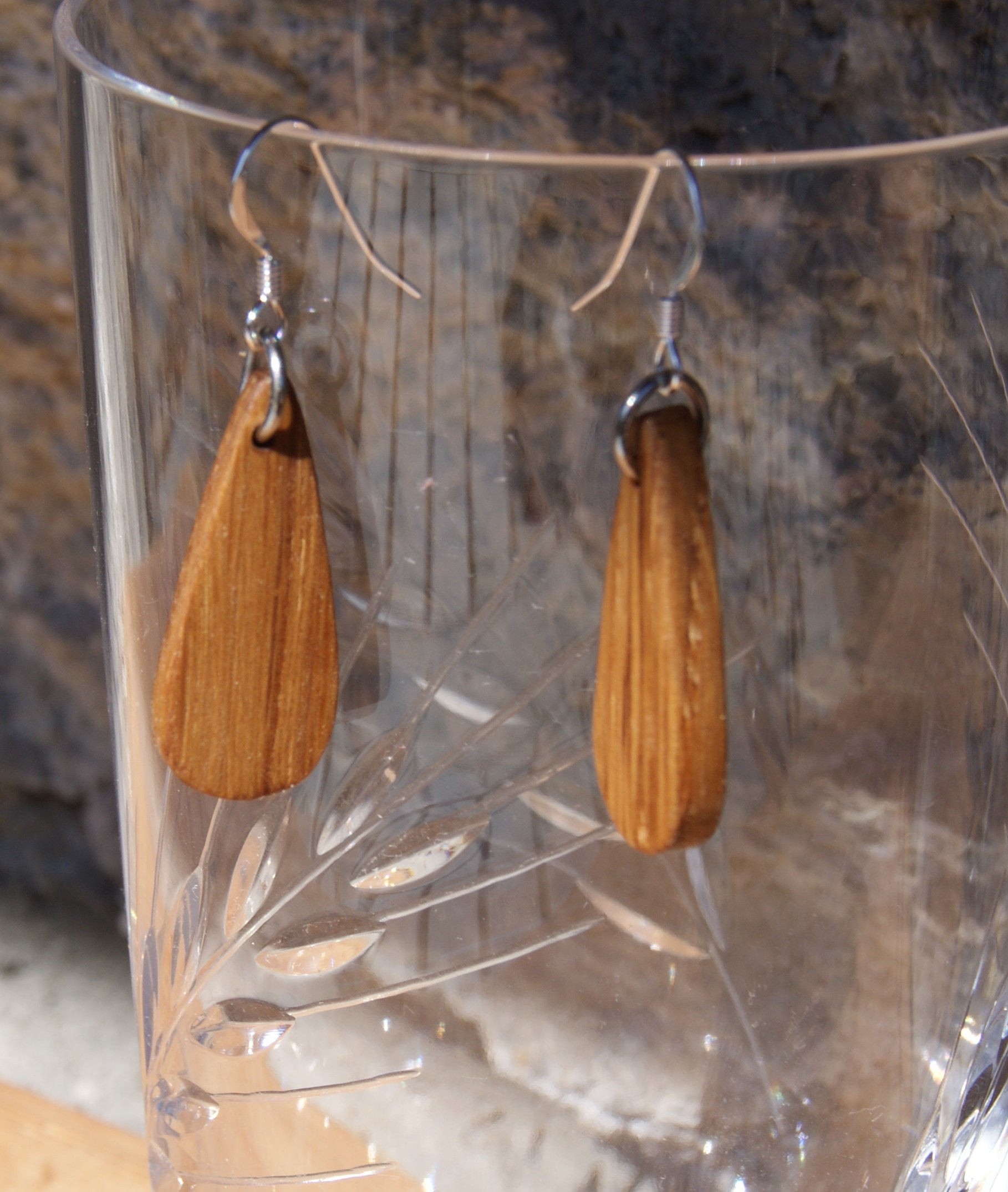 orecchini in legno di faggio gioielli etici in legno, gioielli naturali, fatti a mano