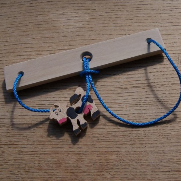 Rompicapo La vache, legno e corda fatti a mano