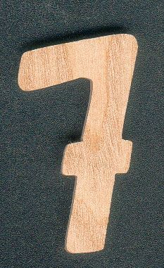 Numero 7 in legno di frassino, altezza 5 cm, da attaccare, segnaletica