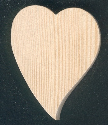 Cuore in legno massiccio 6 x 7,5 cm a forma obliqua con o senza gancio per appendere, fatto a mano