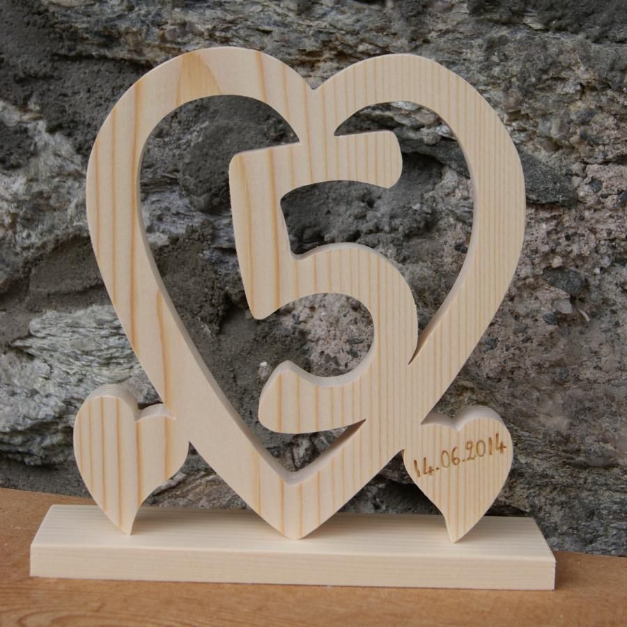 Cuore nuziale in legno, 5 anni di matrimonio, regalo decorativo originale, fatto a mano, idea regalo di matrimonio in legno
