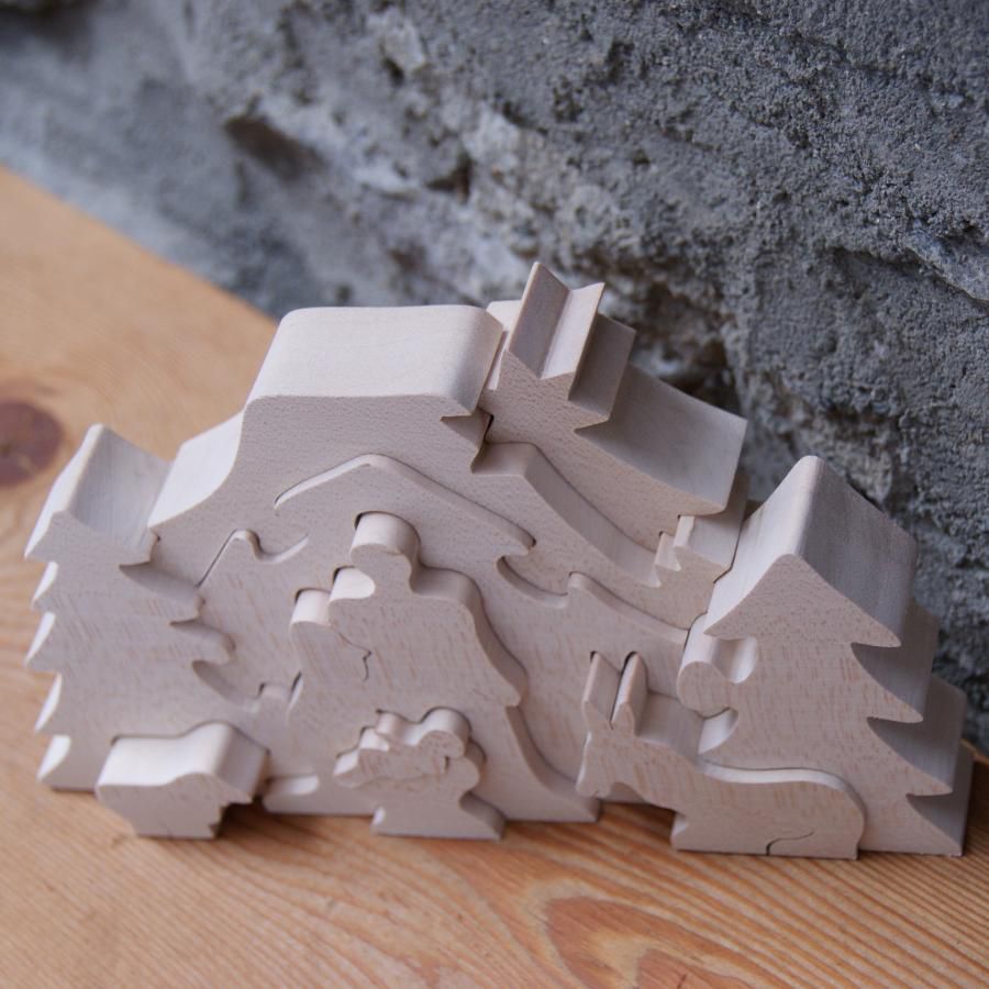 Puzzle di Natale in legno da dipingere, 10 pezzi realizzati a mano in acero massiccio