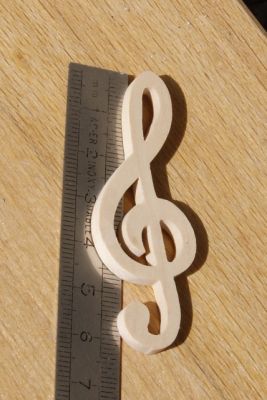 Figurina chiave di violino ht 6cm decorazione tema musica fatto a mano legno massiccio abbellimento scrapbooking