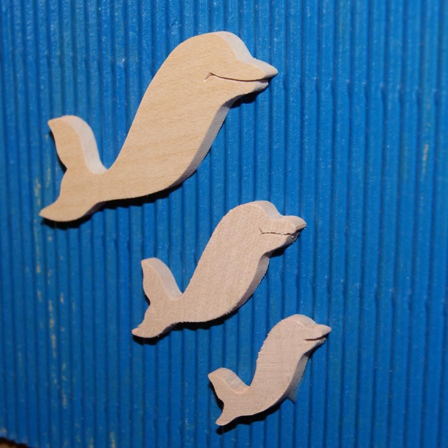 statuetta delfino in miniatura 3,5 x 3,7 cm legno massiccio da dipingere, spessore 3 mm, per scrapbooking