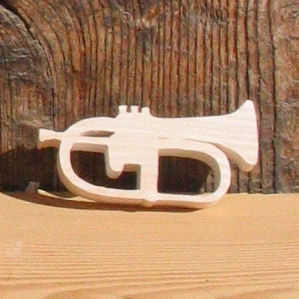 Miniatura di tromba in legno massiccio, fatta a mano