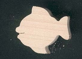 Figura di pesce in legno 2,5 x 3 cm, fatta a mano, da dipingere