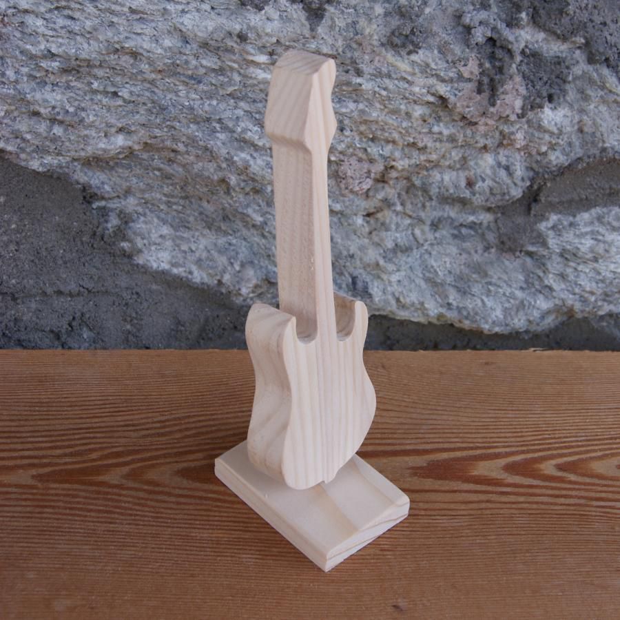 chitarra elettrica montata su una base alta 15 cm, realizzata a mano in legno massiccio, decorazione da tavolo per matrimonio