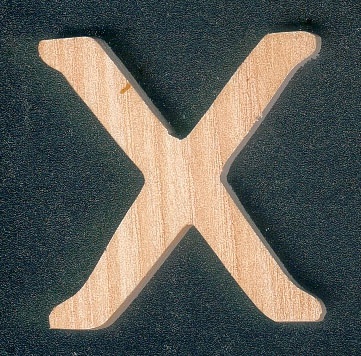 Lettera X in legno, altezza 5 cm