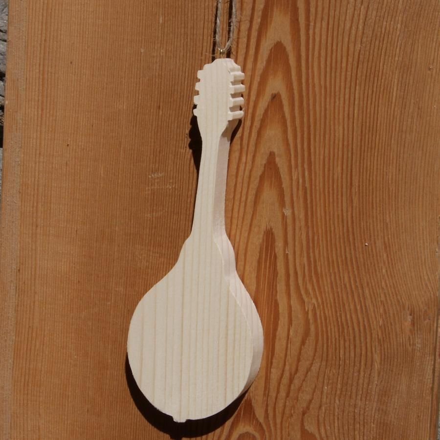 Mandolino in legno massiccio ht15cm, decorazione musicale per matrimonio, regalo fatto a mano da musicista