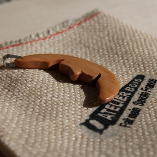 Parure Luna, orecchini e ciondolo in legno di faggio, fatti a mano