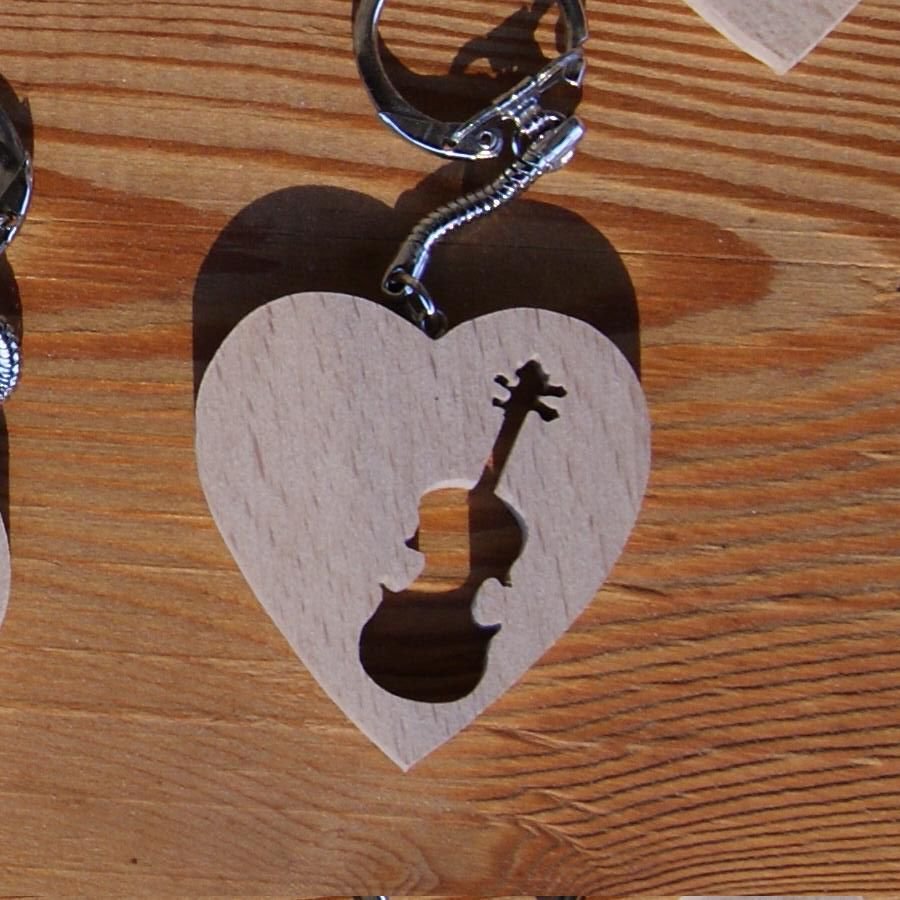 portachiavi con cuore e violino, fatto a mano, regalo per violinisti