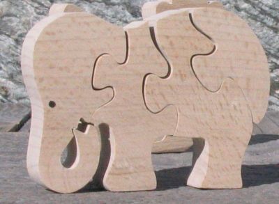 Puzzle in legno 4 pezzi elefante che mangia Legno massiccio, fatto a mano