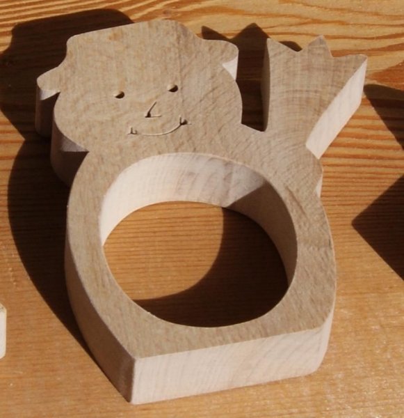 Portatovaglioli con pupazzo di neve e la sua scopa fatti a mano in faggio massiccio, decorazione da tavola natalizia