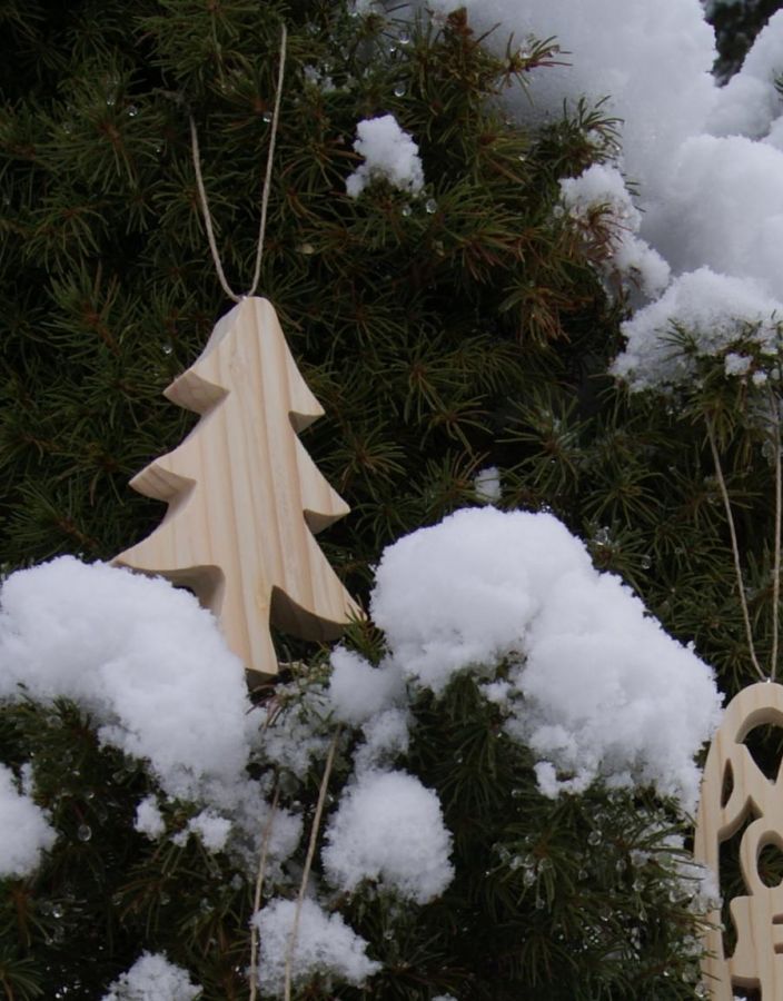 Albero di Natale in legno massiccio da 10 cm da dipingere e appendere, tagliato a mano