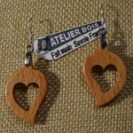 orecchini cuore in faggio cerato, matrimonio in legno, San Valentino, fatti a mano