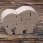 Puzzle di 3 pezzi elefante in legno massiccio, fatto a mano, animali della savana
