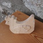 Gallina con uovo puzzle in legno da dipingere, decorazione pasquale