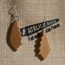 orecchini foglia di quercia in legno massiccio Meleze gioielli etici in legno, gioielli naturali cerati fatti a mano