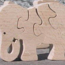 Puzzle in legno 4 pezzi elefante che mangia Legno massiccio, fatto a mano