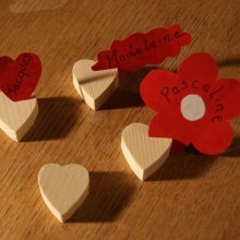 Segnaposto a cuore in abete massiccio, riutilizzabile, da decorare, per 10, targhetta per matrimonio