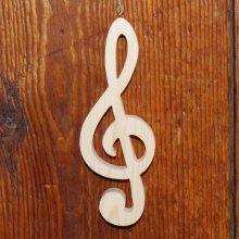 chiave di violino in legno massiccio ht 15 cm decorazione musicale, regalo per musicisti, fatto a mano