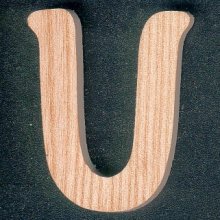 Lettera U in legno, altezza 5 cm, in frassino