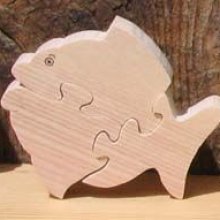 Puzzle di legno con pesci 3 pezzi Legno massiccio di faggio, fatto a mano