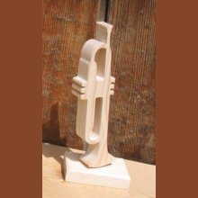 tromba in legno montata su una base, decorazione musicale, regalo per trombettisti, fatto a mano
