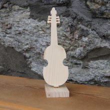 viola da gamba in legno su base, centrotavola per matrimonio, tema musicale